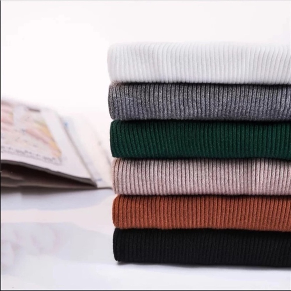 Burnt Orange Mock Neck Ribbed Turtleneck Sweater - Picture 4 of 4